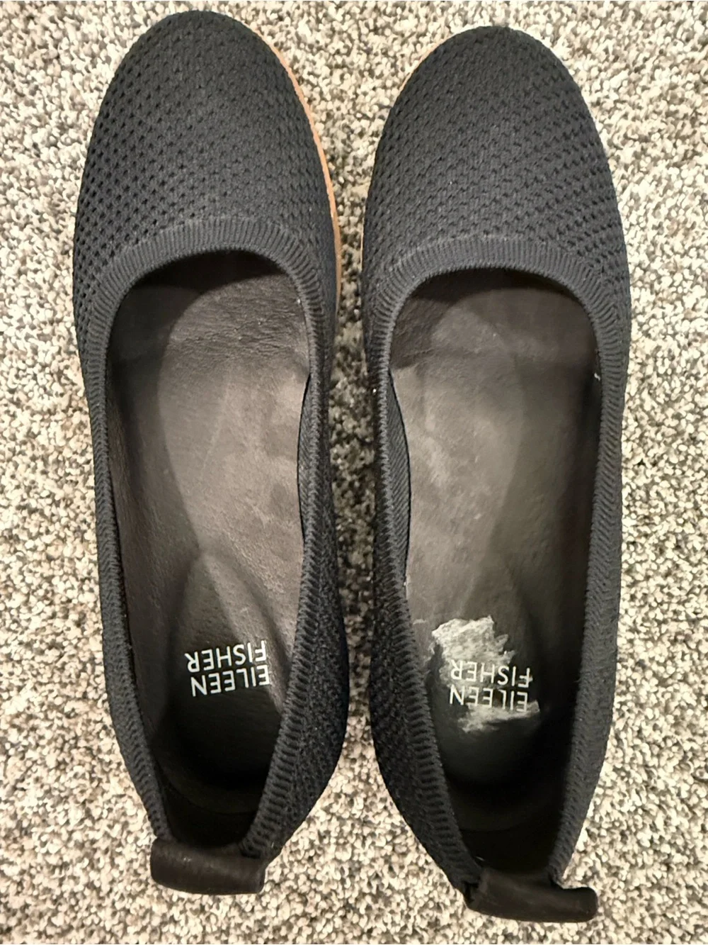 Eileen Fisher Etta Women's Versatile Minimalist Black Flats Tan Trim Size 6.5